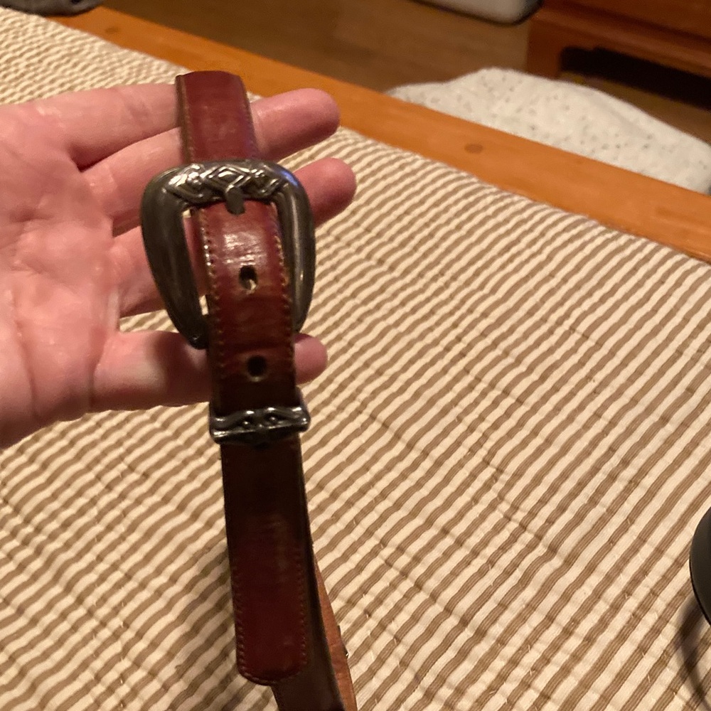 Brighton Rich Brown Leather Belt with Ornate Silver Buckle